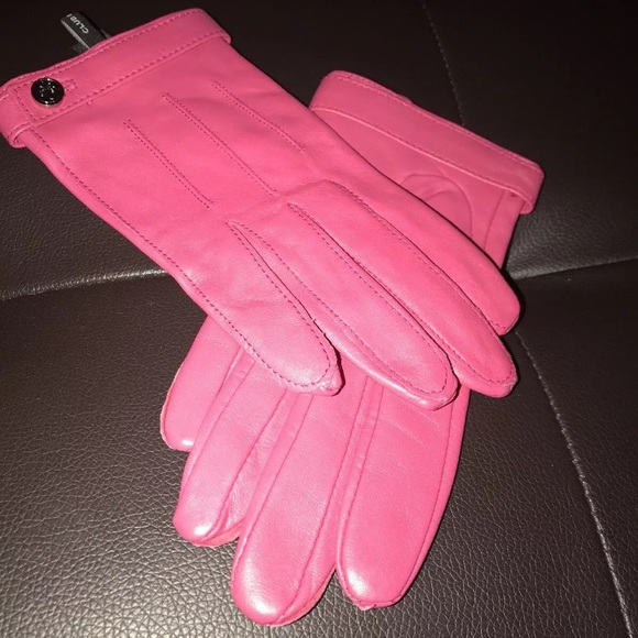 Club Monaco Pink Leather Gloves size S/M - Picture 1 of 8